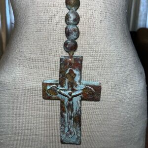 Terracotta Rustic Cross Pendant Rosary.